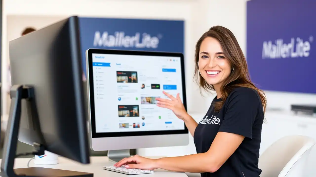 Drag-and-drop email design editor for effortless newsletter creation in MailerLite - Email Marketing Academix