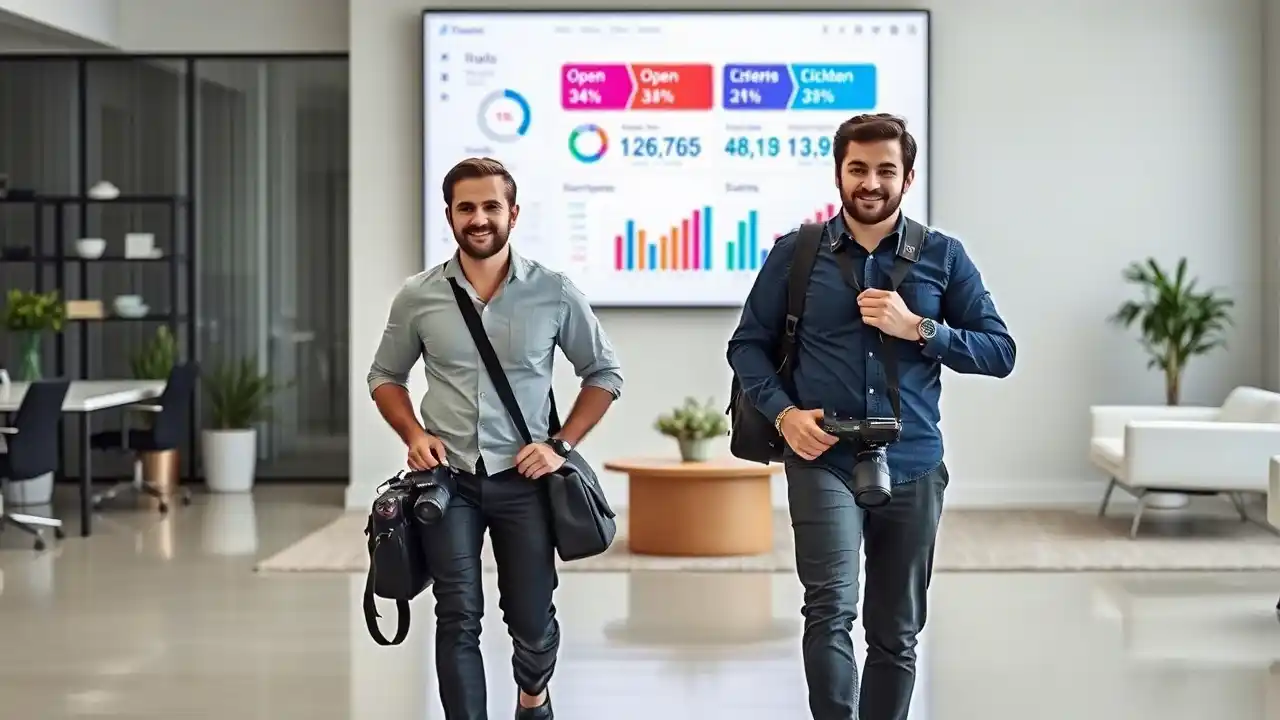 Email Marketing for Photographers: If You’re Not Making Money, Your Emails Are the Problem Frustrated photographer staring at an empty inbox, struggling with email marketing for photographers and missing out on bookings - Email Marketing Academix