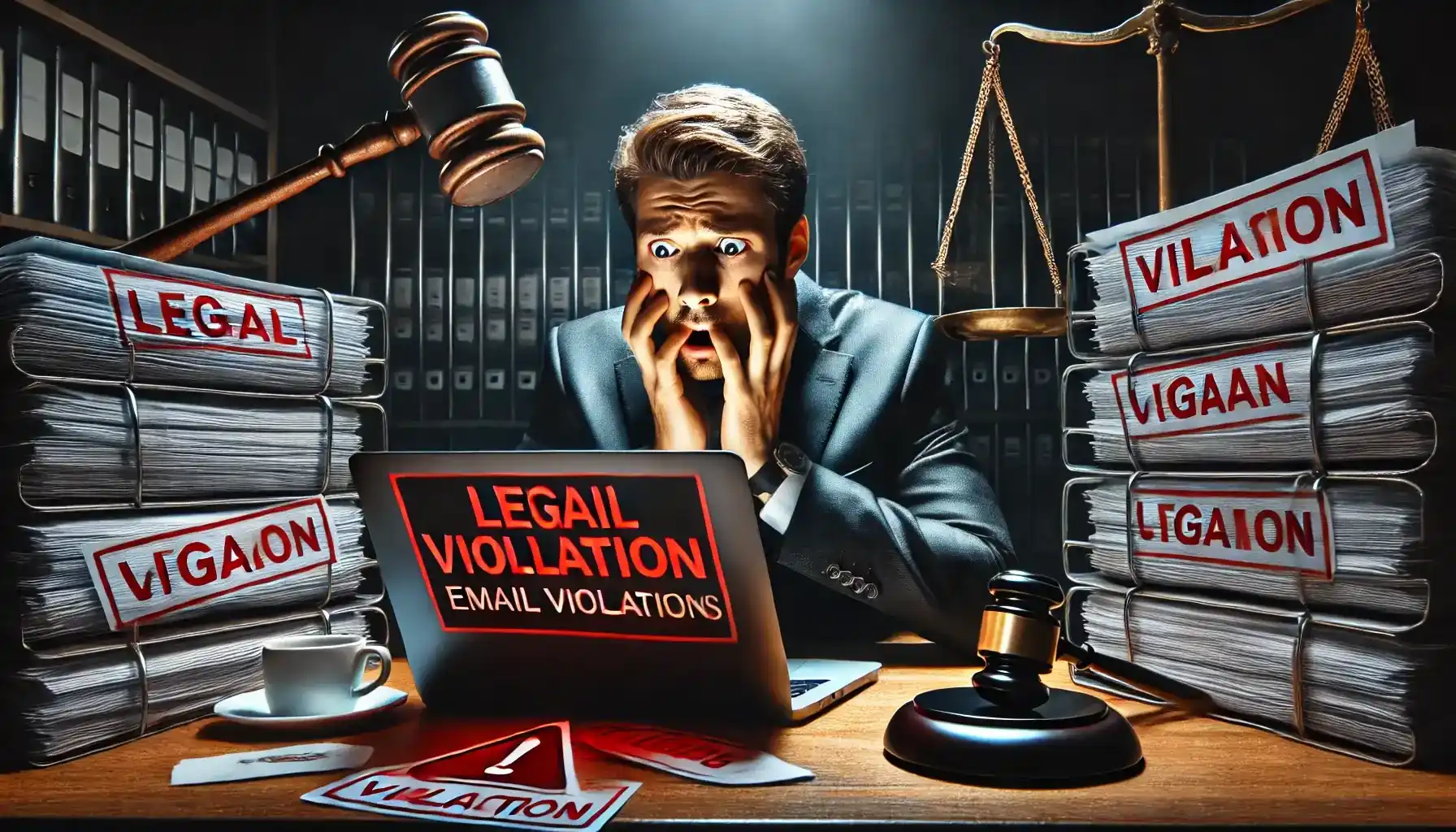 Business owner receiving a legal warning for violating email marketing regulations - Email Marketing Academix