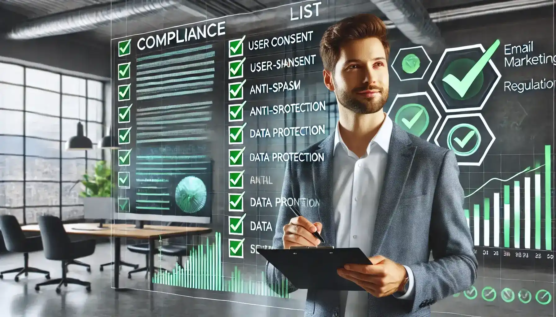 Compliance expert analyzing email governance policies for secure campaigns - Email Marketing Academix